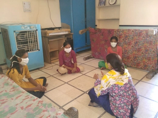 Children studying on the floor
