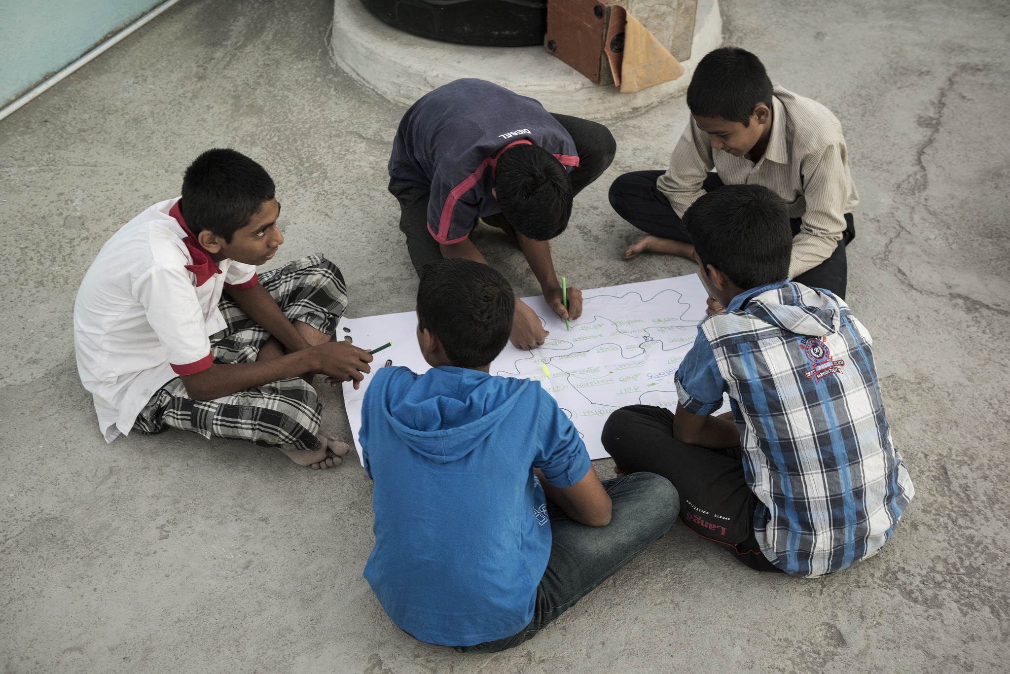 young men in India working in a group - masculinity in India