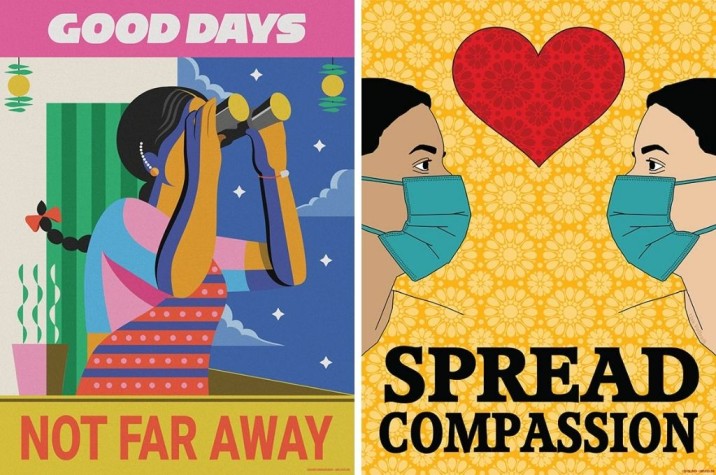 collage of two illustrations saying good days not far away and spread compassion-wellbeing