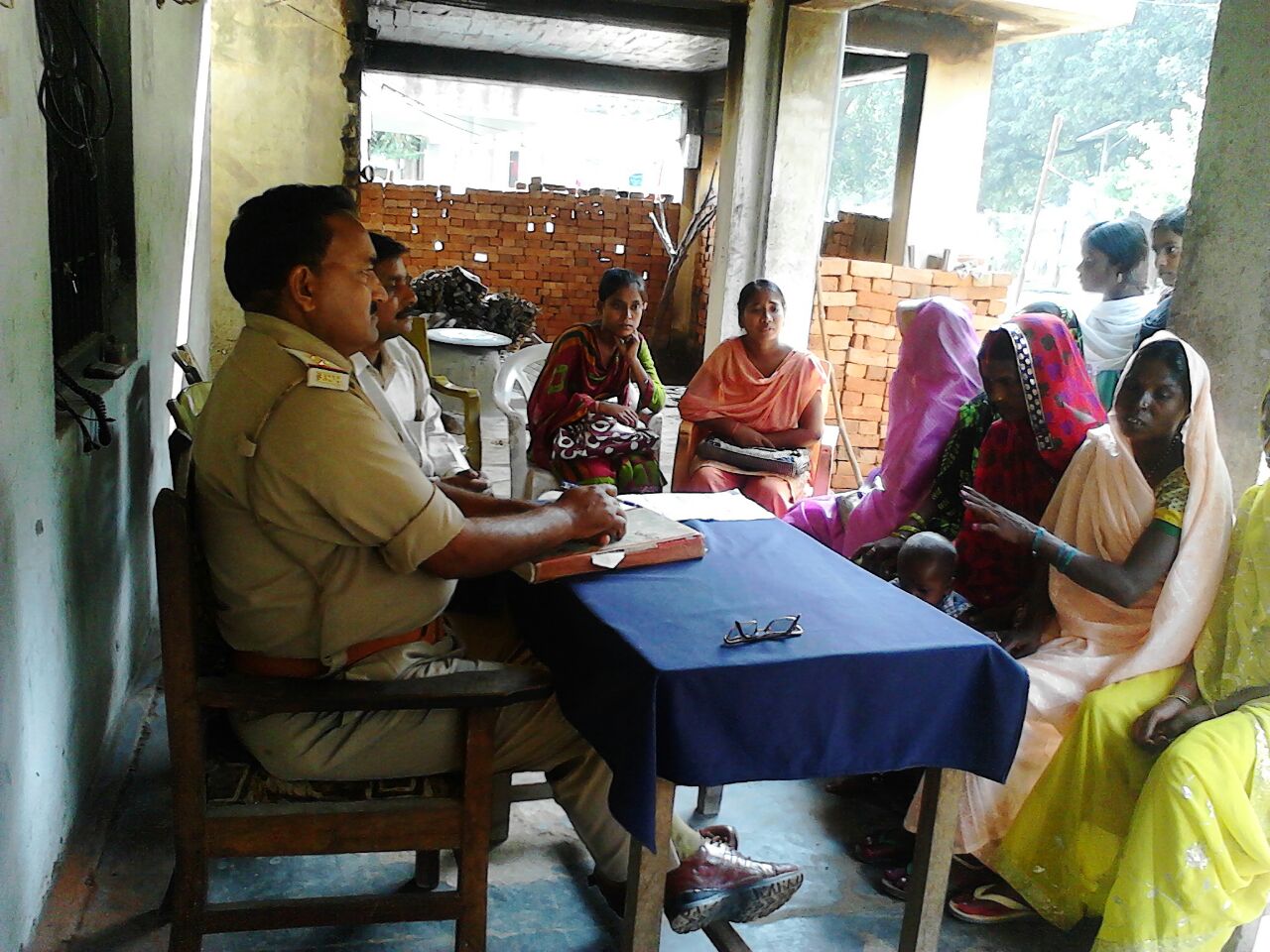 Community members engaging with police