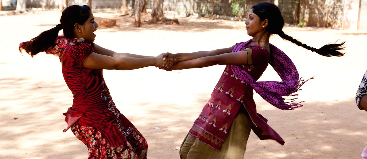 Two girls playing