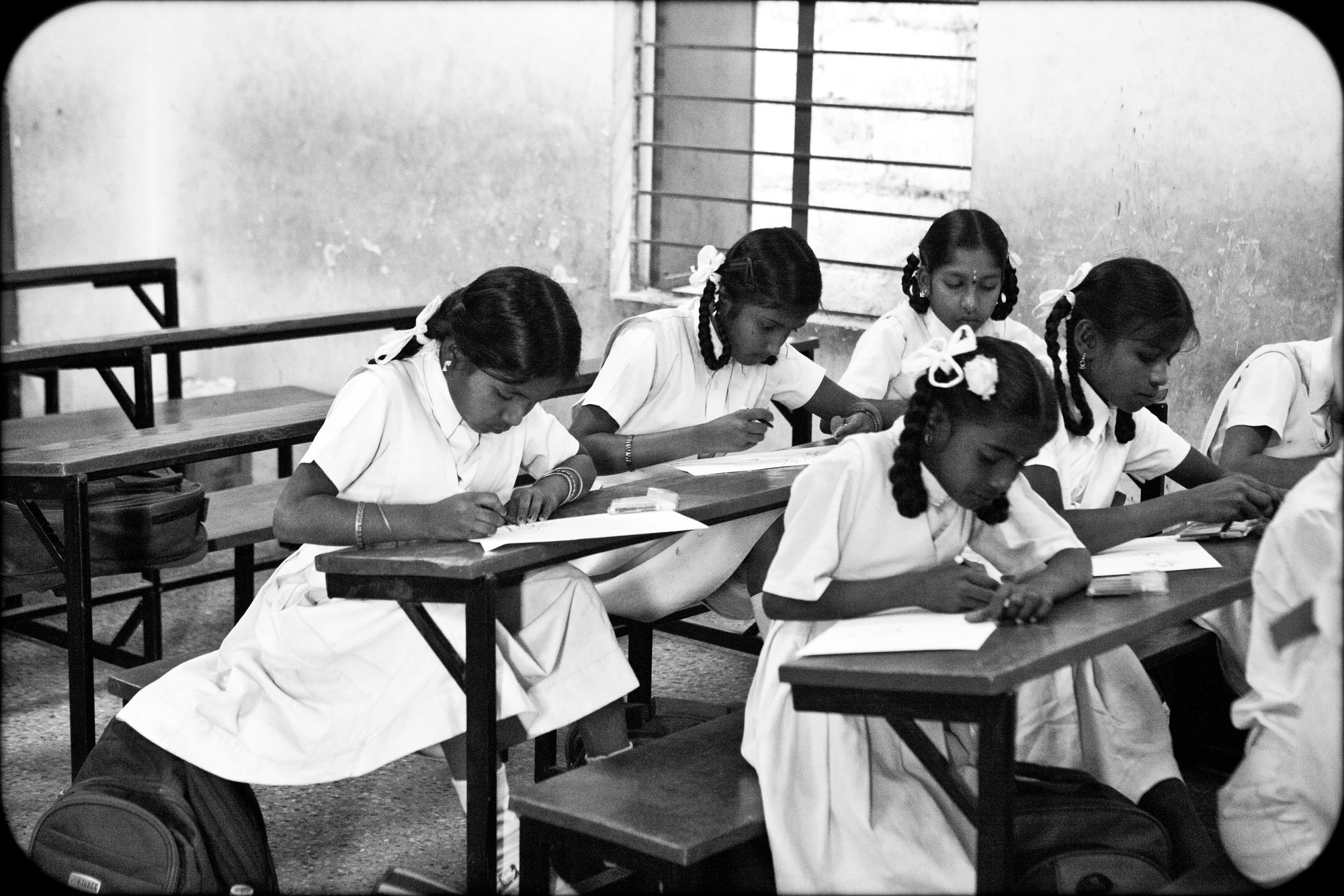 Girls studying in a classroom