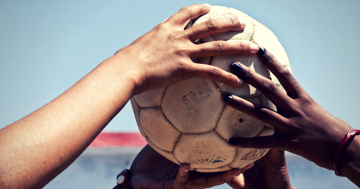 Talent girls holding up a ball