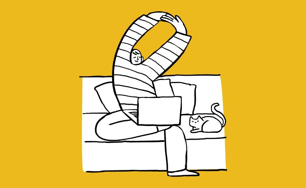 Graphic of a person with their laptop relaxing on the couch