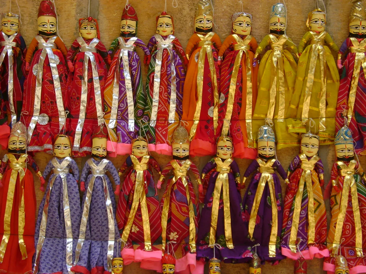 Several Rajasthani puppets