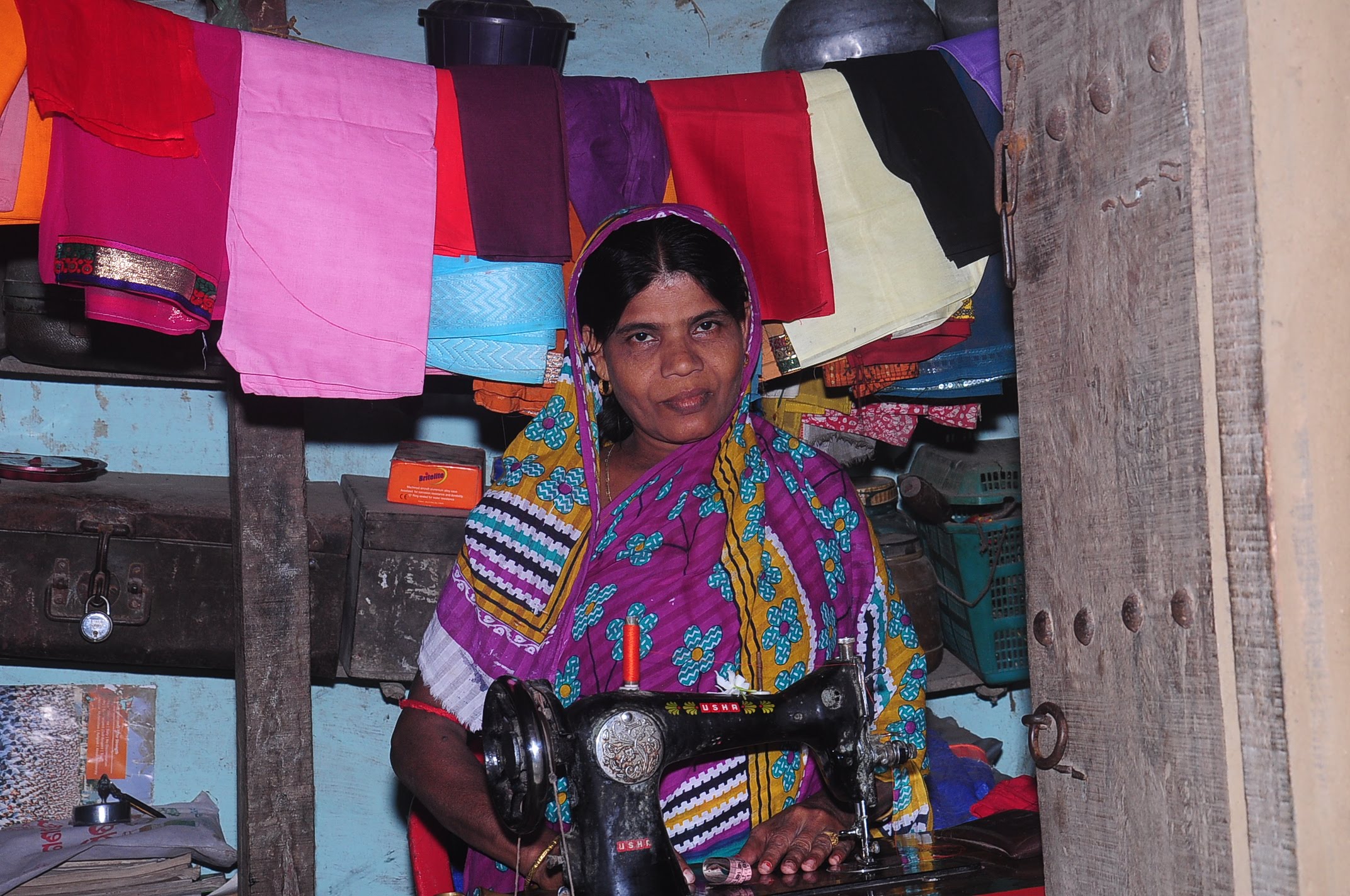 Sashirekha Nayak, was identified as one of the ultra-poor women in her village by the community members. Widowed and with no children, she stays alone in a one-roomed thatched house and has received a tailoring machine as an asset. “I do tailoring in this one room house of mine. I want to teach more girls how to operate the machine, but space is a constraint. My eyes are failing, but at least I can make a living for myself now.”