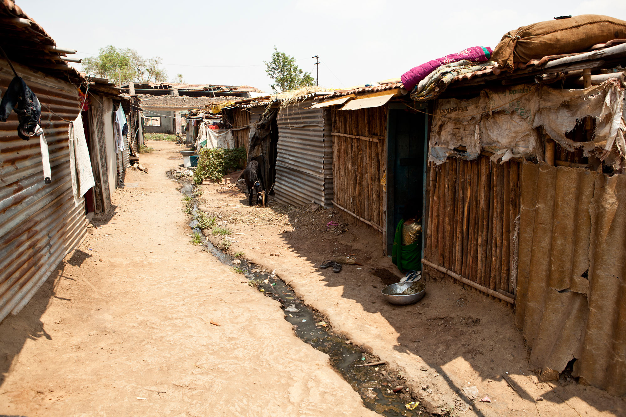 Several kaccha houses in a village