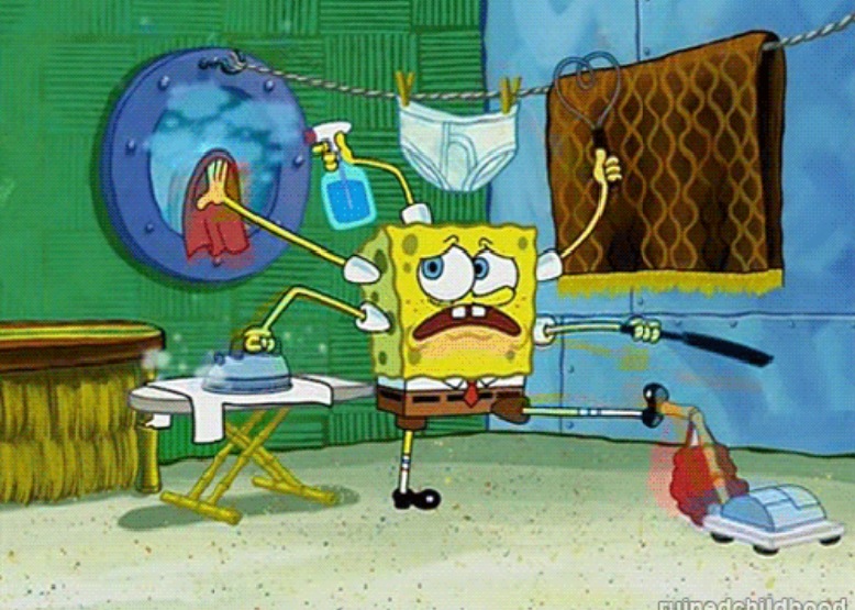 Spongebob doing multiple tasks_gify screenshot
