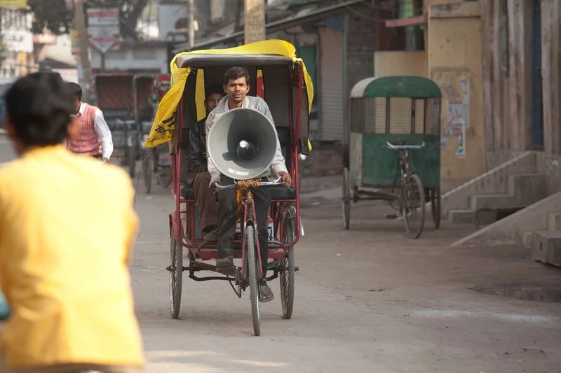 Announcement on a rickshaw in a village_COVID-19-gram panchayats-migrant workers