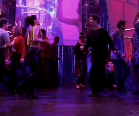 Monica and Ross dancing 