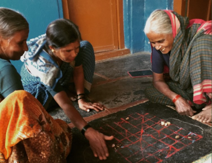 Old women playing a game