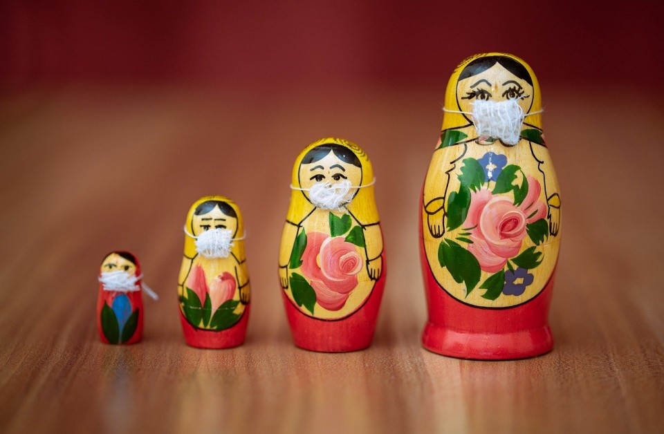 matryoshka dolls with masks-coronavirus