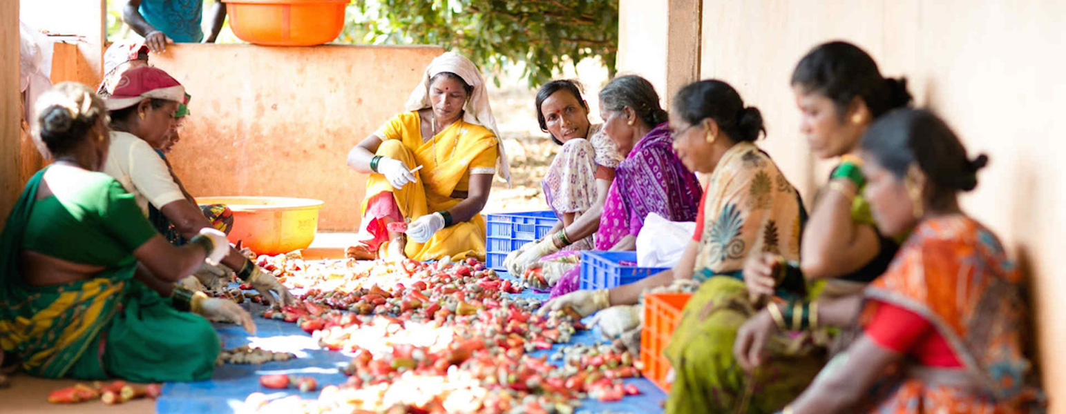 Women at a self-help group preparing for midday meals