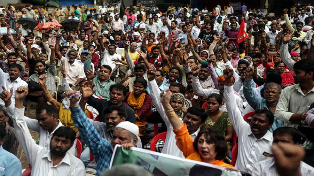 A crowd protesting at Jantar Mantar - civil society