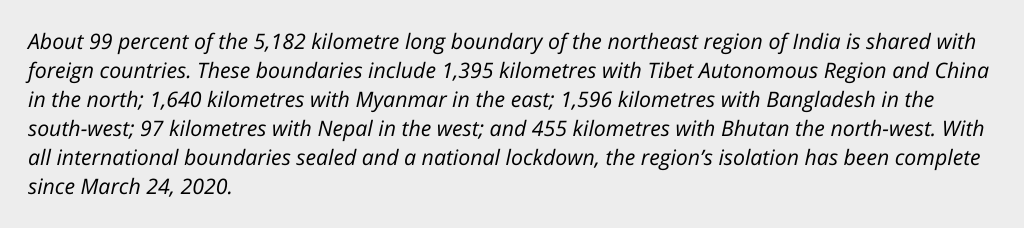 Information about Northeast India's borders