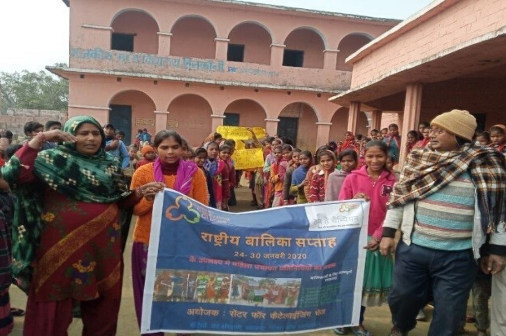 women leaders marching in Bihar-gram panchayat ward member