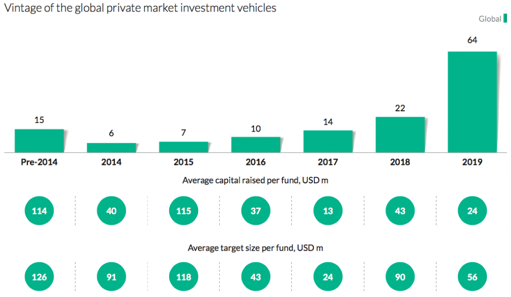 Vintage of the global provate market investment vehicles