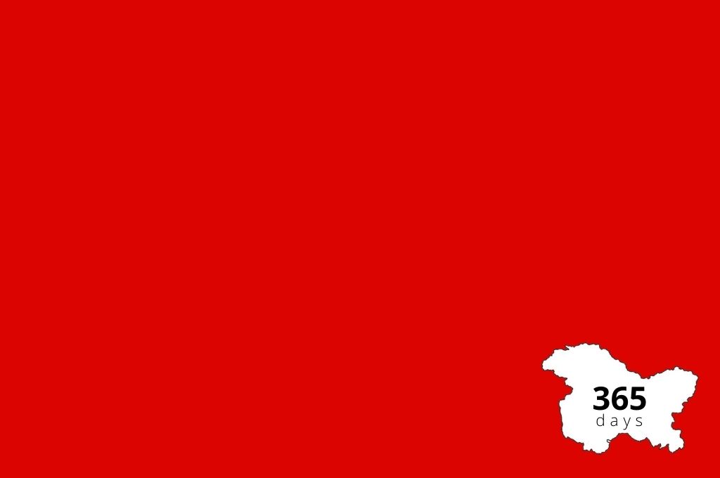 red background with an online map of jammu and kashmir in the bottom right corner-Article 370