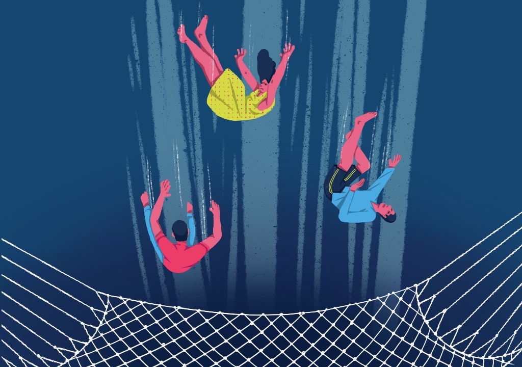 People fallling into a net Illustration_mental health