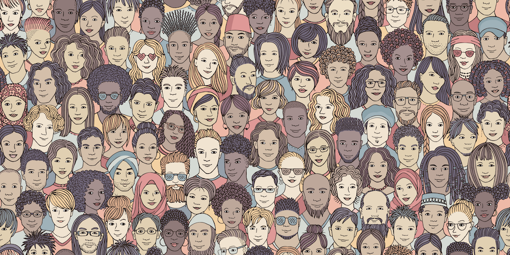 A crowd of people's faces - illustration
