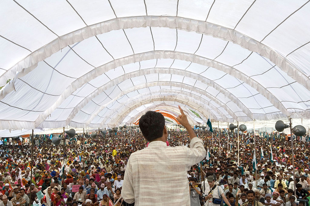 person addressing rally-political individual