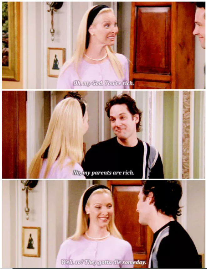 Phoebe telling Mike he is rich