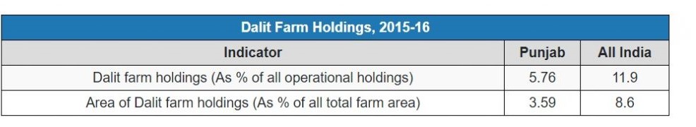 Dalit farm holdings, 2015-16