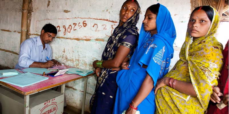 pregnant women at a clinic in rural India