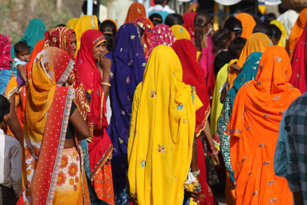 saree clad women congregating_Pixabay_gender budgets