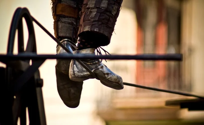 close up of a person walking on a tightrope-nonprofit sector