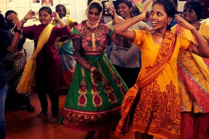 Burn survivors of domestic violence engaging in group activities-picture courtesy: Jayanthi Damodaran/PCVC