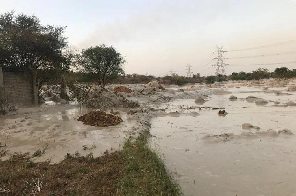 Flyash flooding fields in the aftermath of the Reliance Sasan Ultra Mega Power Project breach at Sasan-fly ash