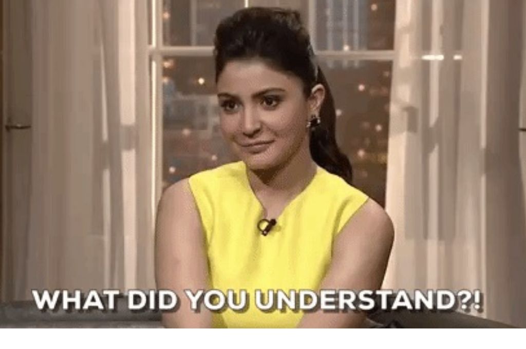 an image of Anuskha Sharma, the Indian actress, saying "What did you understand?!"-nonprofit humour
