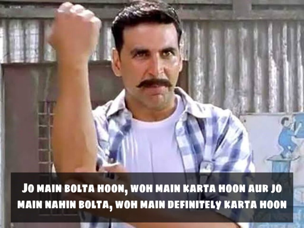 A still of Akshay Kumar from Rowdy Rathod. When you wish the HR in your life is Hrithik Roshan, but it's only Human Resources.
