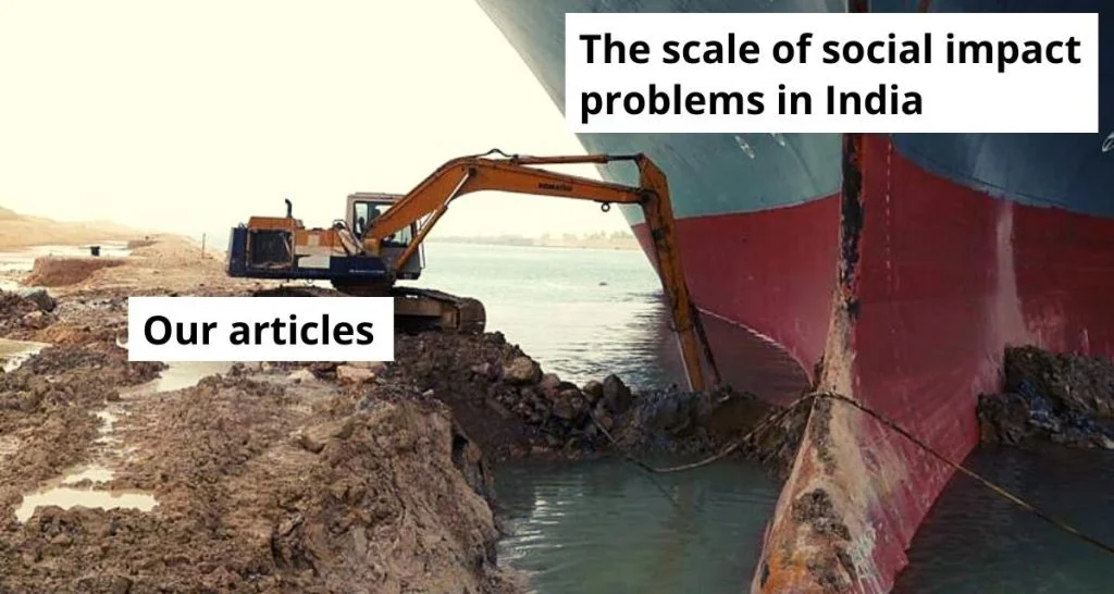an image of a small crane trying work on a ship stuck in a water body. The ship is multiple times the size of the crane-nonprofit humour