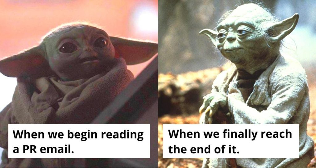 an image of a young Yoda, from Star Wars, and an older Yoda side by side-nonprofit humour
