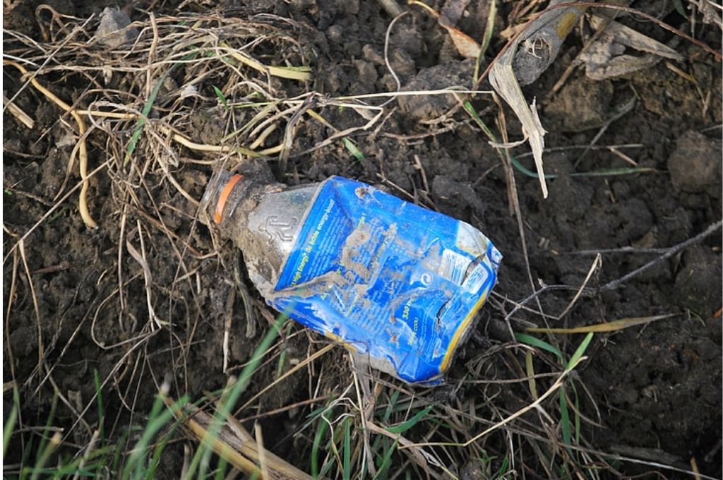 Used plastic bottle in the field