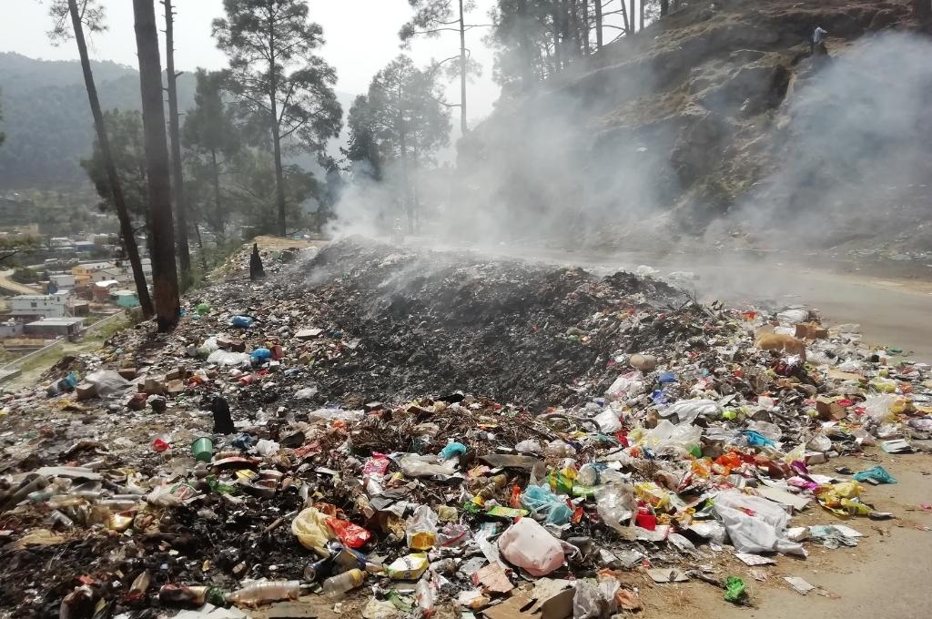 Waste burning on a hillside in Purola-waste management