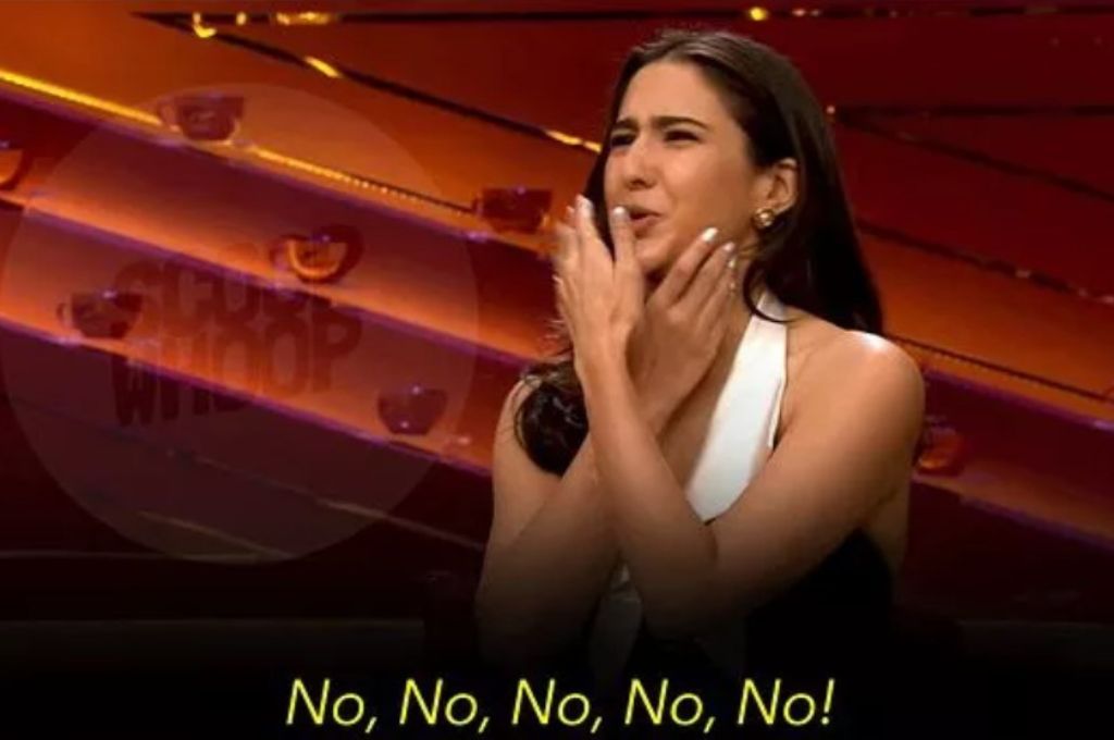 Image of Sara Ali Khan saying "no, no, no, no!"-nonprofit humour