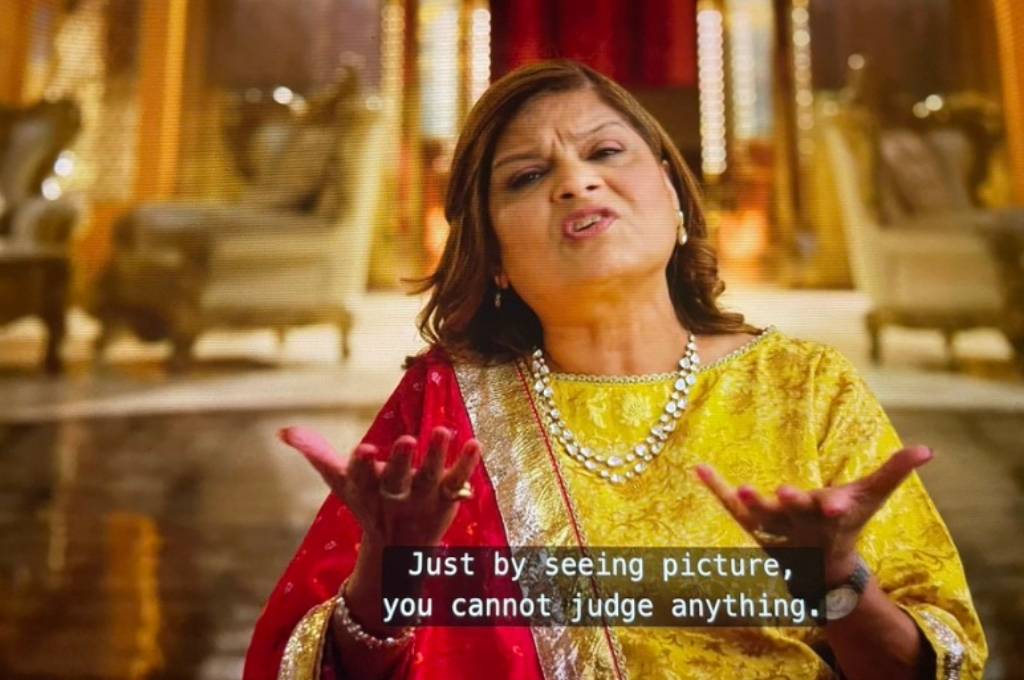 Image of Sima aunty saying "just by seeing picture, you cannot judge anything"-nonprofit humour