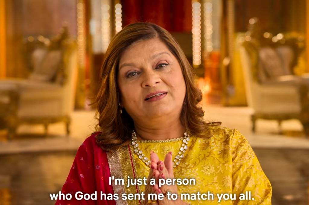Image of Seema aunty saying "I'm just a person who God has sent to match you all"-nonprofit humour