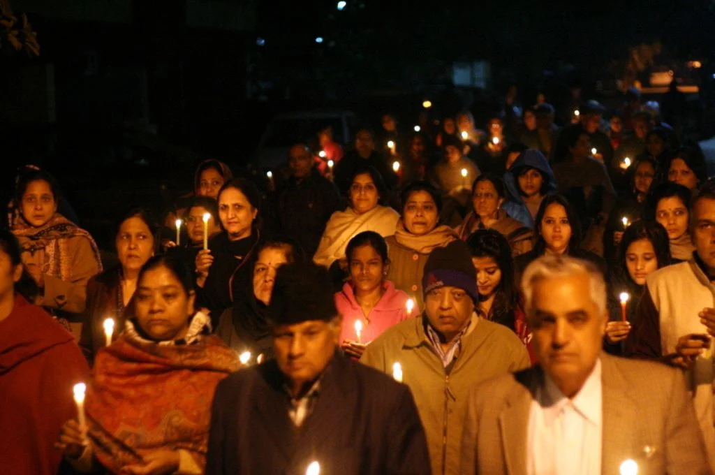 Citizens of India at a candle light march