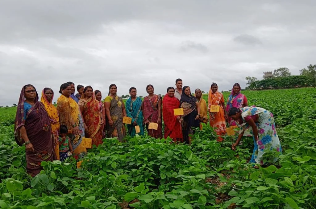 Group of women farmers standing in the field-rural women