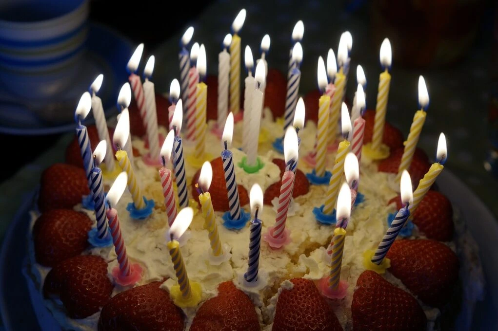 A cake with many candles