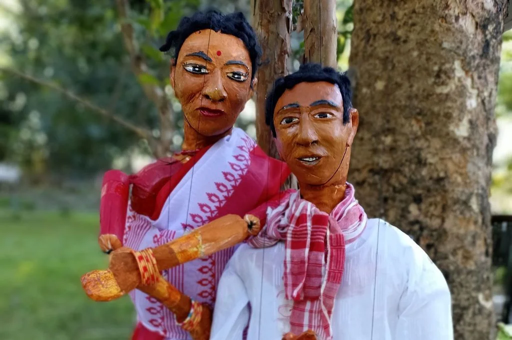two puppets in traditional assamese attire-puppetry