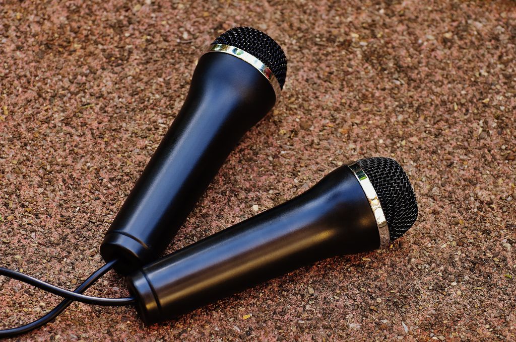 two black mics against a brown backdrop_asset framing