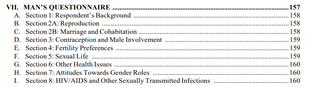 Sections part of man's questionnaire in NFHS 5_National family health survey.