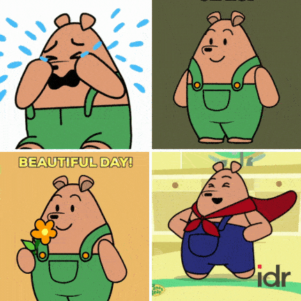 A bear going through different moods._nonprofit humour
