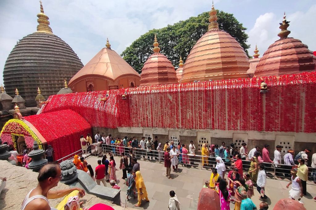 An image of Kamakhya temple in Guwahati during the Ambubachi Mela--farmers in Assam