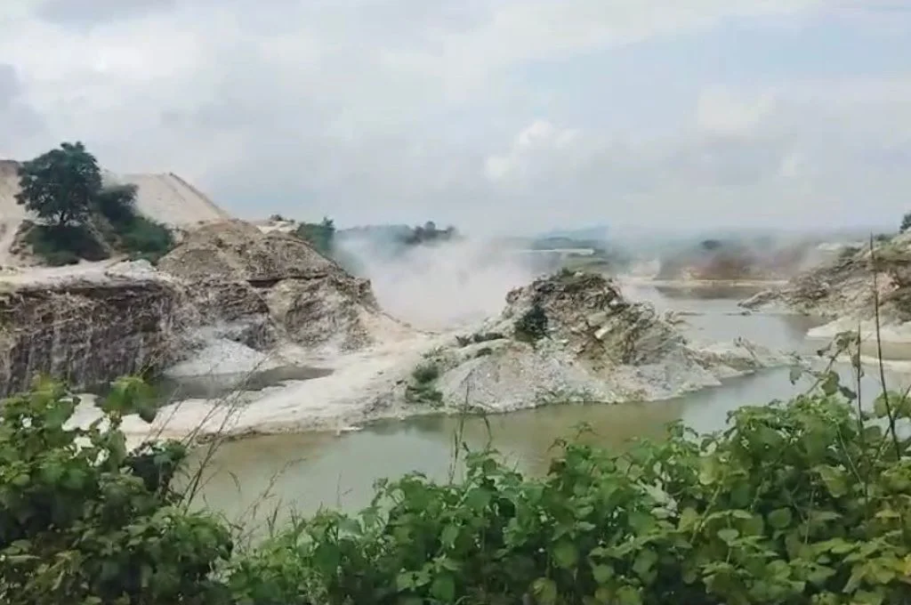 A mining blast site in Chhotaudepur--mining in Gujarat